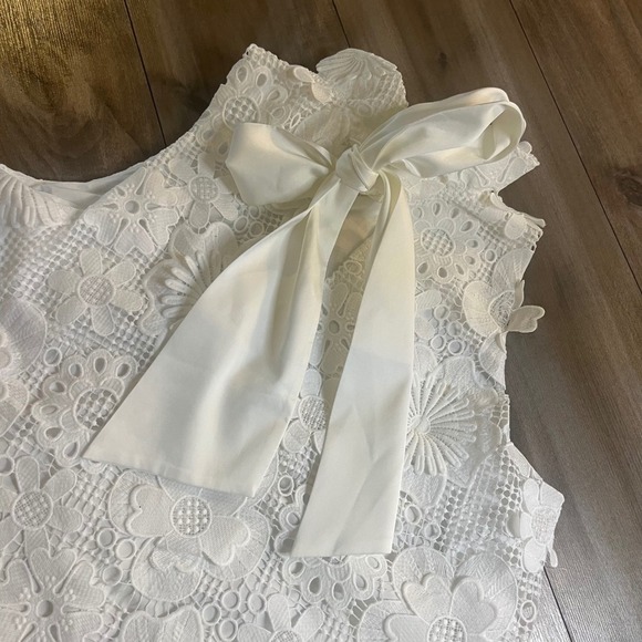 Tuckernuck Guipure Blythe White Lace Floral Sleeveless Mini Dress Size L - Picture 5 of 5